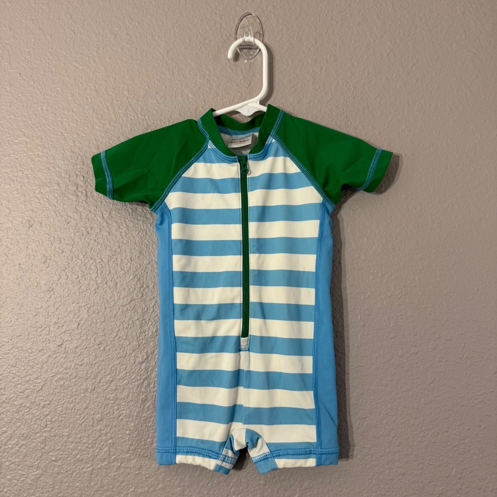 Hanna Andersson Kids' 6-12 Months 70cm Blue Striped One-piece Swimsuit 60555
